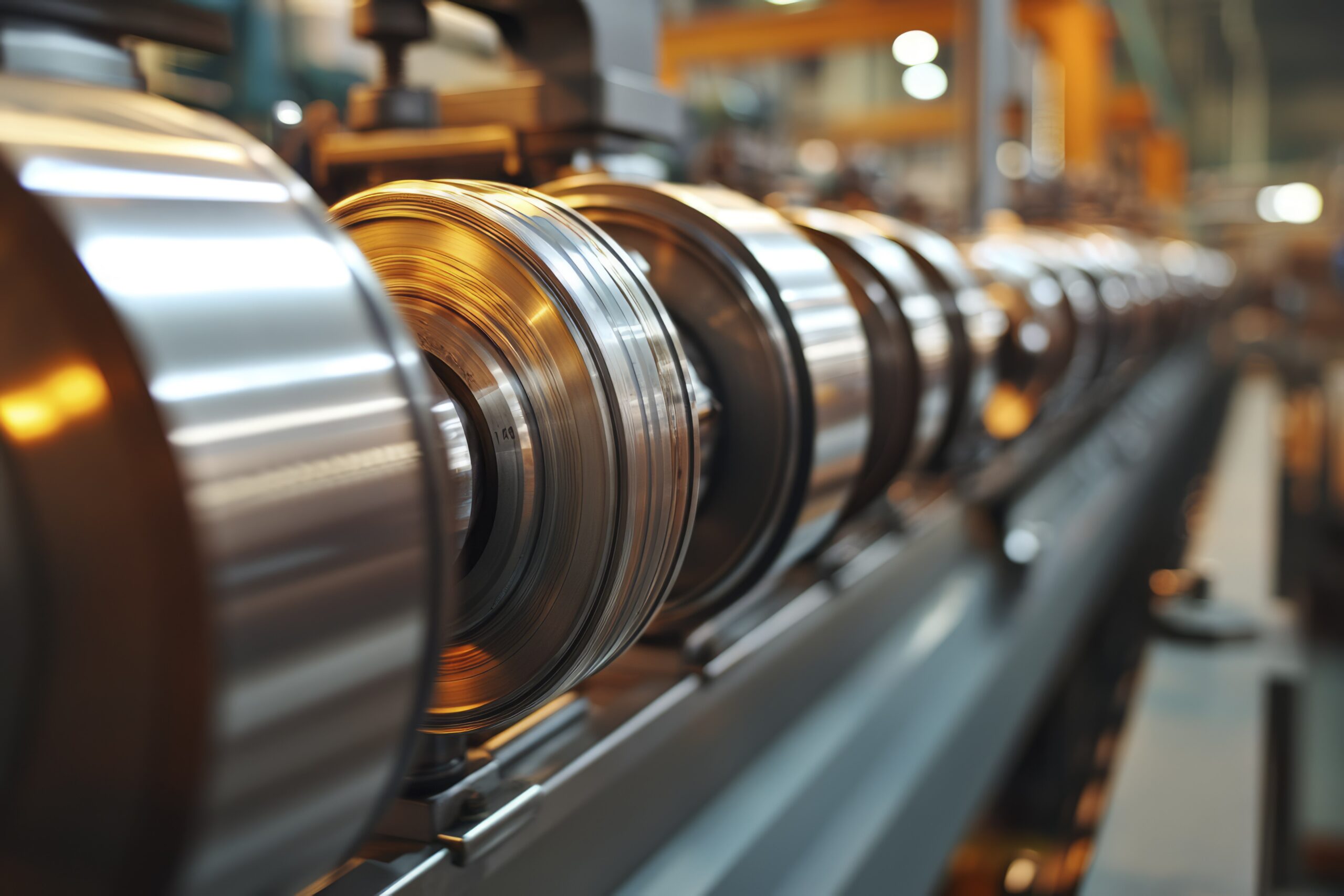 Closeup Metal Coils Manufacturing Machine Scaled